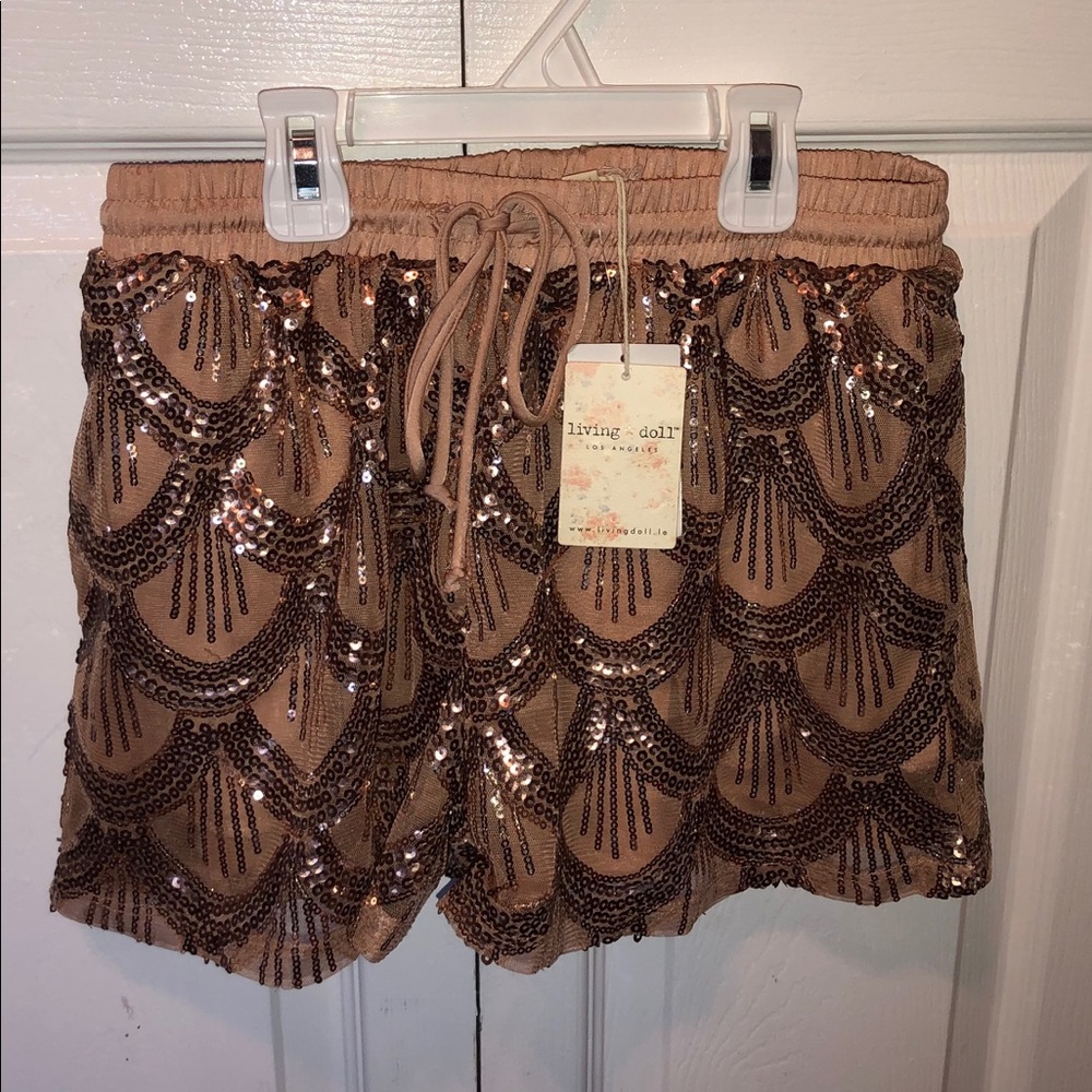 Living Doll Gold sequin shorts